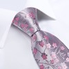 DiBanGu Mens Silk Tie Handkerchief Pink Floral Necktie and Pocket