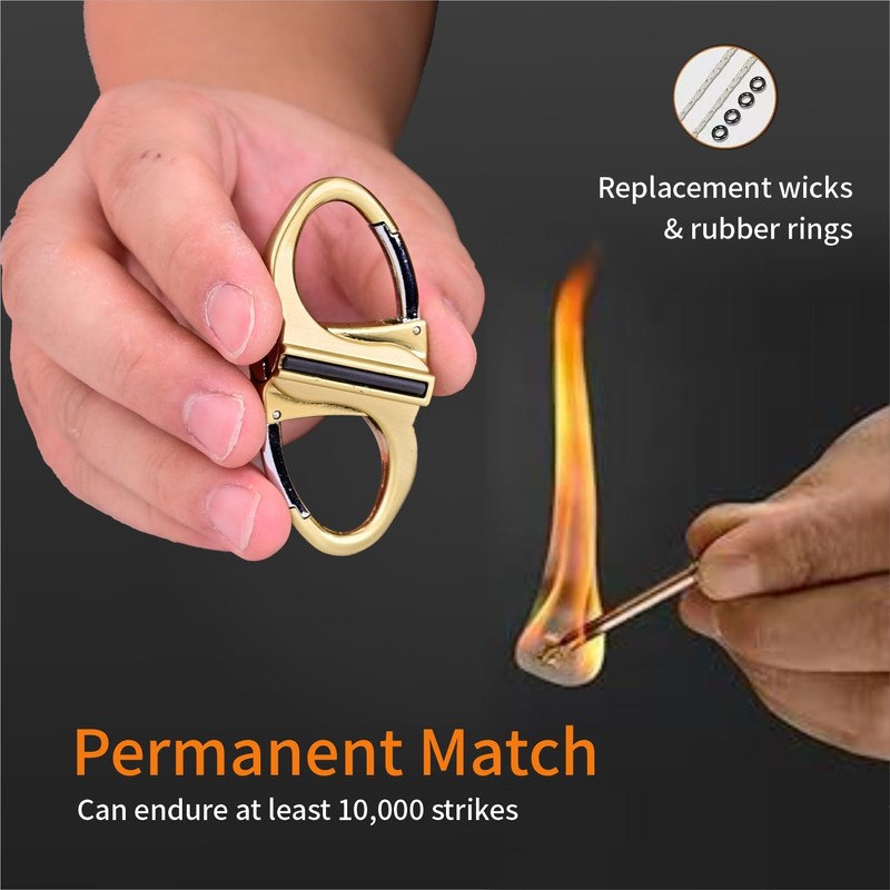 Keychain Lighter, Permanent Match Infinity Lighter, Reusable Waterproof Match Strike