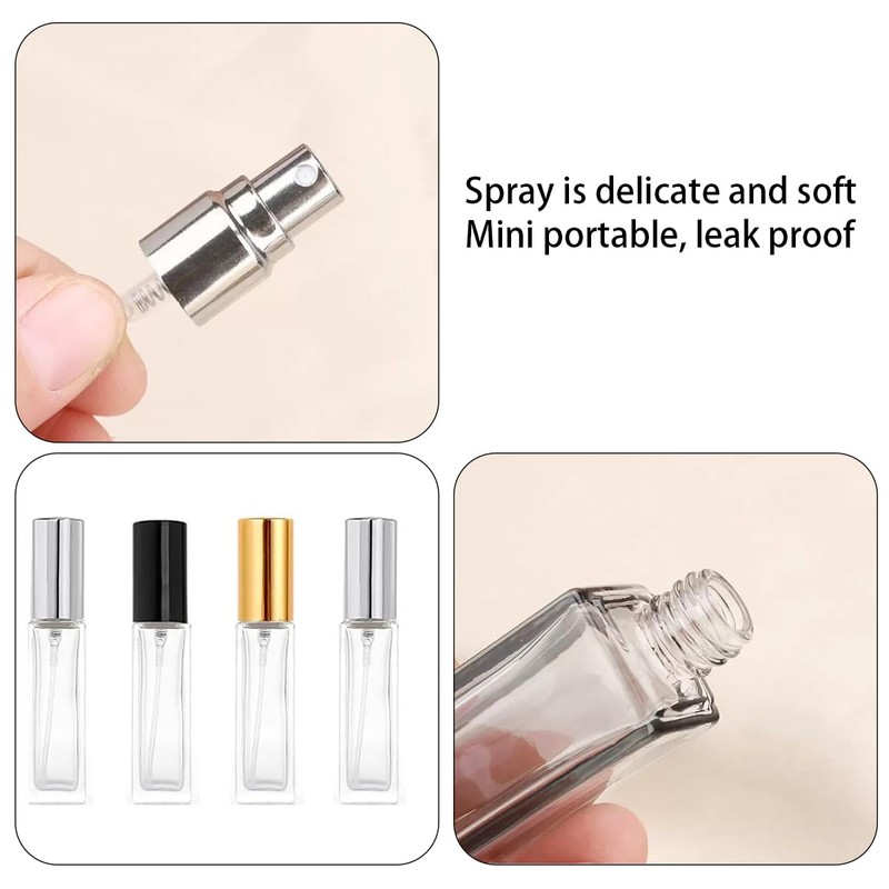 Sndperiexam 4 Pcs 10ML Travel Refillable Glass Mini Perfume Bottles,