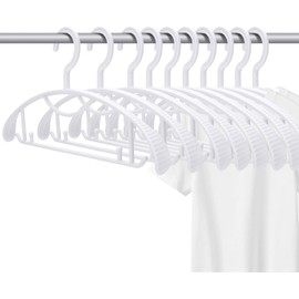 Extra Wide Shoulder Sweater Hangers 10 Pack, Width 2.8cm Thick Plastic Suit Hanger for Men Women, Curved Clothes Hangers no Shoulder Bump Ideal for Bedroom Everyday Use (White)