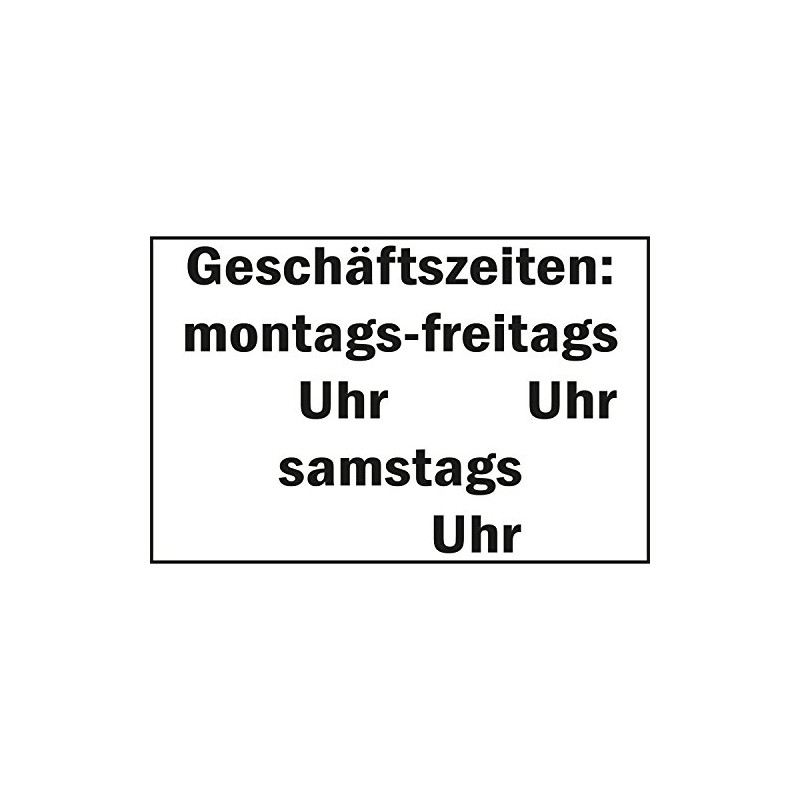 Safety Sign"Business Times" 250 x 150 mm White/Black Pack of