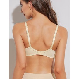 Deyllo Women’s Sheer Lace Bra Underwire Unlined Bra Full Coverage Non Padded（Beige,40DDD
