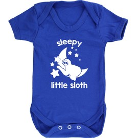 Hippowarehouse Sleepy Little Sloth Baby Vest Bodysuit (Short Sleeve) Boys Girls Royal Blue