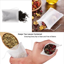NEPAK 100Pcs Tea Bags for Loose Leaf Tea,3.15 x 3.94 inches Empty Tea Bags,Disposable Fillable Teabags,Tea Filter Bags for Loose Tea