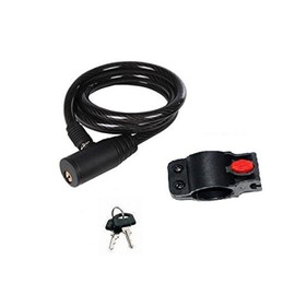 Merriway BH04730 8mm x 1M (5/16 inch x 39 inch) Spiral Bicycle Lock and Keys with Mounting Bracket - Black