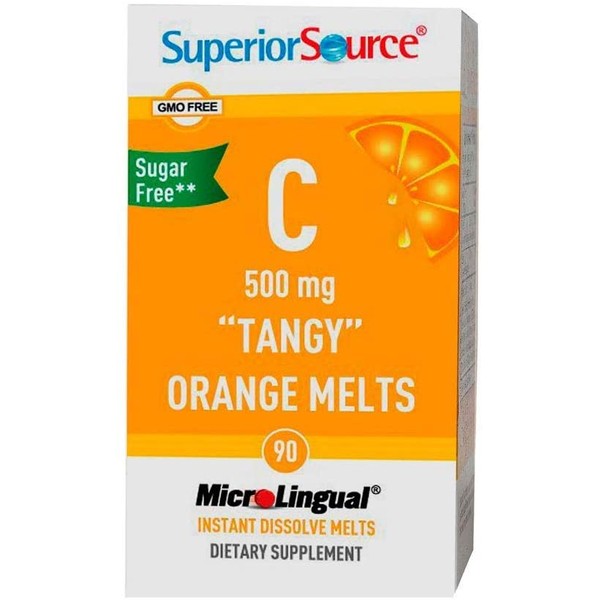 Superior Source Vitamin C 500 mg Sublingual Tablets - Buffered Vit C Tangy Orange Melts - Immune System Booster, Energy Vitamins - 90 Count