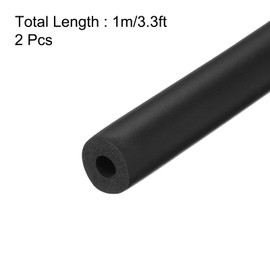 sourcing map 2pcs 3.3ft Pipe Insulation Tube 1/4 inch(6mm) ID 16mm OD Foam Tubing for Handle Grip Support, Black