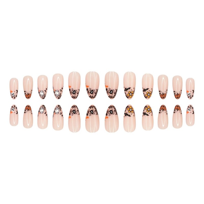Halloween Press on Nails Medium Almond 3D Fake Nails Cute