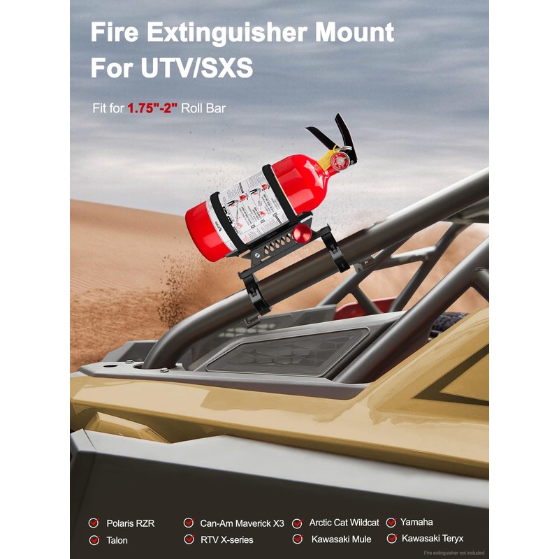 Quick Release UTV Fire Extinguisher Mount Kits, Adjustable Roll Bar