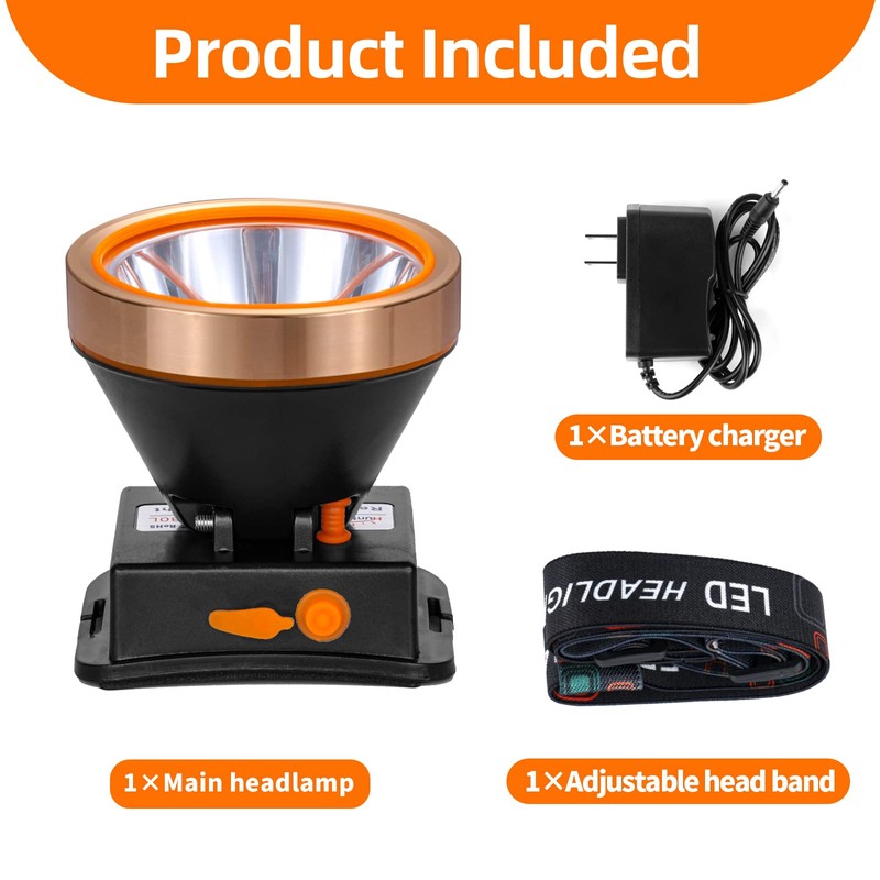 Hunting friends Superbright LED Rechargeable Headlamp,High Power 2 Light Modes