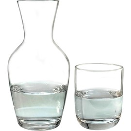 Lily's Home 26 oz Water Carafe, With Glass Cup as Lid, Bedside Water Carafe for Bedroom, Bathroom, or Kitchen, Ideal for Midnight Hydration and End Table Decor