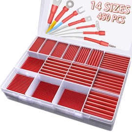 Heat Shrink Tubing Kit, 14 Sizes Red Heat Shrink Tubing, Heat Shrink Ratio 2:1 Heat Shrink Tube Wire Wrap Industrial Heat Shrink Tubing Assortment for Wire Repairs, Soldering