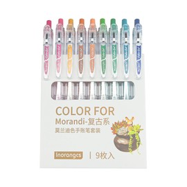 kinleed Gel Pens Set, 9 Colors Retractable Medium Point(0.5mm) Gel Colored Pens,Smooth Writing Perfect for Adults and Kids Journal Notebook Planner,Writing in Office and School (Morandi Retro system)