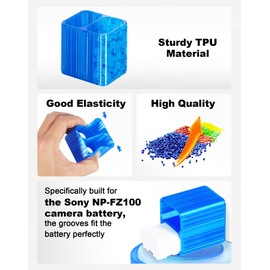 Selens TPU Air Bladder NP-FZ100 Camera Battery Case Bag Box for Sony NP-FZ100 Battery (Blue 2 Sections)