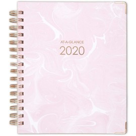 AT-A-GLANCE 2020 Planificador semanal y mensual, tapa dura, 7" x 8-3/4", mediano, armonía, mármol (6099-805M)