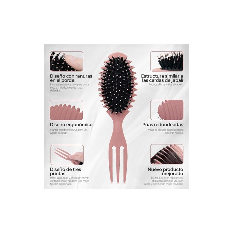 Cepillo Para Cabello Rizado Para Mujeres, Peine Para Peinar Ondas,
