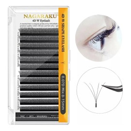 Nagaraku Extensiones De Pestañas 4d W Fibras Tecnológicas Color Negro Espesor 7 Mm Largo 10 Mm Tipo De Curvatura C