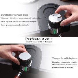 Distribuidor de Cafe SIJEW,Tamper para Cafe de Doble Cabeza de Acero Inoxidable SUS-304,Adecuado para Portafiltros,Expreso Molido,Profundidad Ajustable Ambos Lados (51 mm)