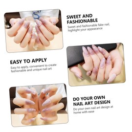 Healvian Press on Nails Women 24pcs Marble Fake Nails Long Full Coverage French Tip Easy Application Personal Professional Fashion
