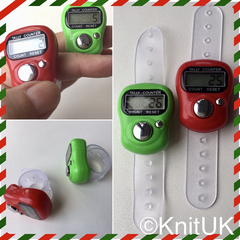 KnitUK Tally Counter - LCD (Finger-Held). Pack of 2. Green