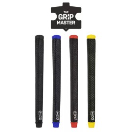 The Grip Master Large Perforated Sewn Tour Putter - Black, Blue, Red, Yellow Cap - BLACK (YELLOW CAP)