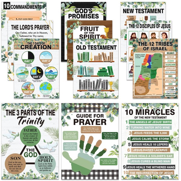 Pajean Bible Posters for Classroom Sunday School Wall Decor Greenery