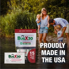CoreTex CoreTex Bug X 30 Mosquito, Tick, & Insect Repellent Wipes with 30% DEET - Pack of 50 Single-Use Bug Repellent Wipes for Up to 7 Hours of Reliable Protection Against 12 Types of Biting Insects