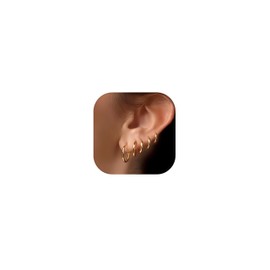 5er Set Earrings Gold Hoops, 14K Gold Plated Earrings for Women, Lightweight Minimalist Hoops, Nickel-Free and Lead-Free, Hypoallergenic