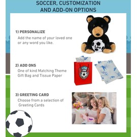 DolliBu Eco-Friendly Black Bear Stuffed Animal with Soccer Ball Plush - Huggable Bear Adorable Playtime Plush Toy, Cute Wildlife Gift, Super Soft Doll Animal Toy for Kids, Adults - 9 Inches