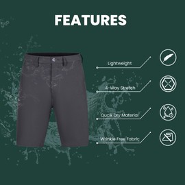 Brickline Pantalones cortos híbridos para hombre, de secado rápido, elásticos, pantalones cortos de natación, negro, fibras teñidas, 32