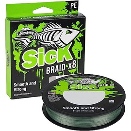Berkley Sick Braid - 8 Strands Braided Fishing Line, Super Smooth 8 carrier Multifilament PE Braid Predator Fishing Lines 150/300m For Freshwater and Saltwater Sea Fishing, Unisex, Moss Green