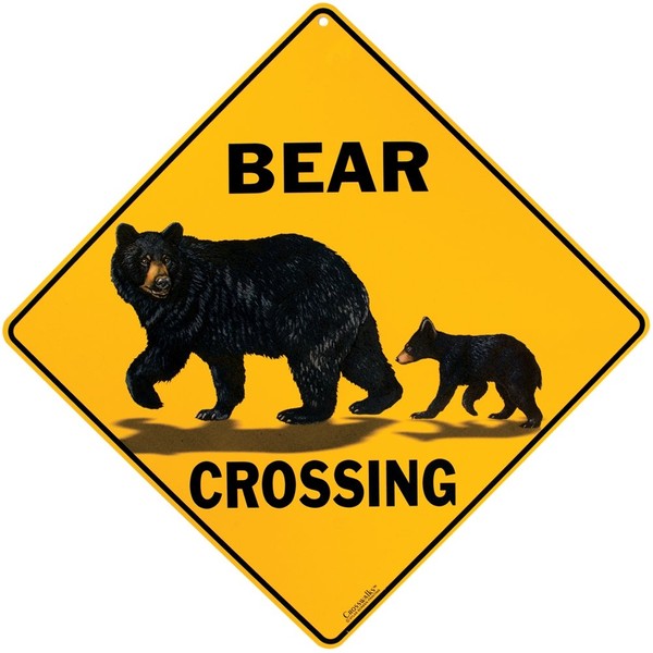 CROSSWALKS Bear Family Crossing Sign - 12" X 12" Aluminum Sign (X197)