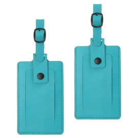 PATIKIL Luggage Tags for Suitcases, 2 Pack PU Leather Baggage Tags Privacy Protection Luggage Identifier Travel Bag Labels Travel Accessories, Blue