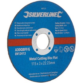 Silverline 447131 Metal Cutting Discs Flat 10pk 115 x 3 x 22.23 mm