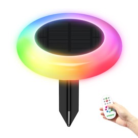 intelamp Colorful Solar Lights Outdoor, Color Changing Solar Lights Outdoor with Remote Control, Solar Garden Lights Color Changing for Garden, Pathway, Pool, Yard