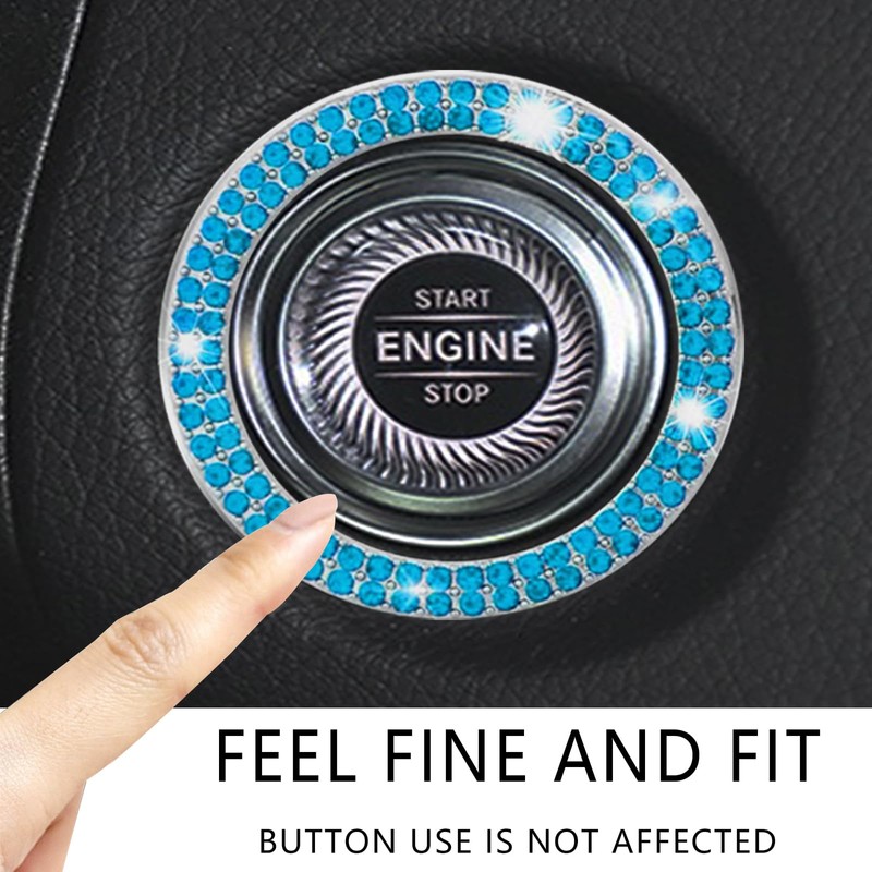 Luminuti Bling Crystal Push Start Engine Button Cover, Car Rhinestone
