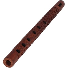 Mouth Woodwind Flute Wooden Traditional Hand Carved, Great Sound Indian Musical Instrument Brown Color 13 Inch