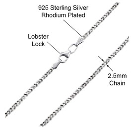 Savlano 925 Sterling Silver Rhodium Plated Solid 2.5MM Franco Square Box Chain Necklace for Women & Men-Made In Italy Comes with a Gift Box (20)