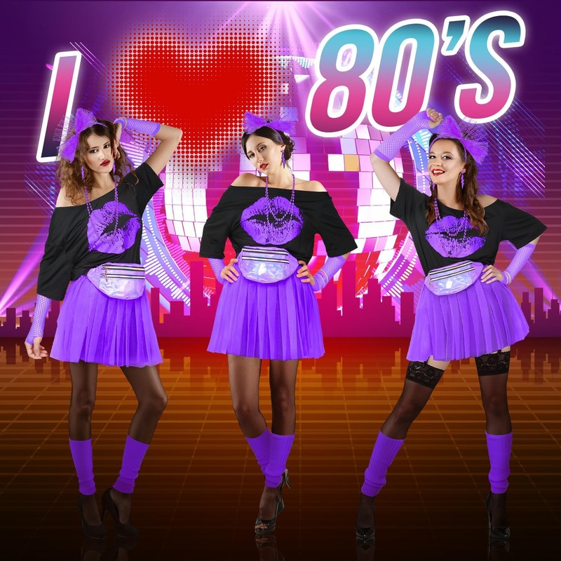 Lukovee Disfraz de los 1980 Mujers, 25 Conjunto de 80's