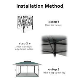 Garvee 13x13FT Pop Up Gazebo,Canopy Tent with Mosquito Netting, Gazebos on Clearance,Outdoor Patio Gazebo,Backyard Tent for Party,Wedding,Outdoor Dining(Dark Army Green+Hemp Grey)