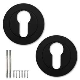 Bwintech 1 Pair 52MM Matt Black Lock Cylinder Hole Escutcheon Lock Cylinder Hole Cover