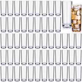 FillTouch 72 Pcs Shot Glasses Set 2.2 oz Mini Shot Glass Bulk, Clear Plastic Shot Glasses, Unbreakable Heavy Base Plastic Shot Glasses, Shot Glass for Custom, Birthday Wedding Guest Gift (Tall)