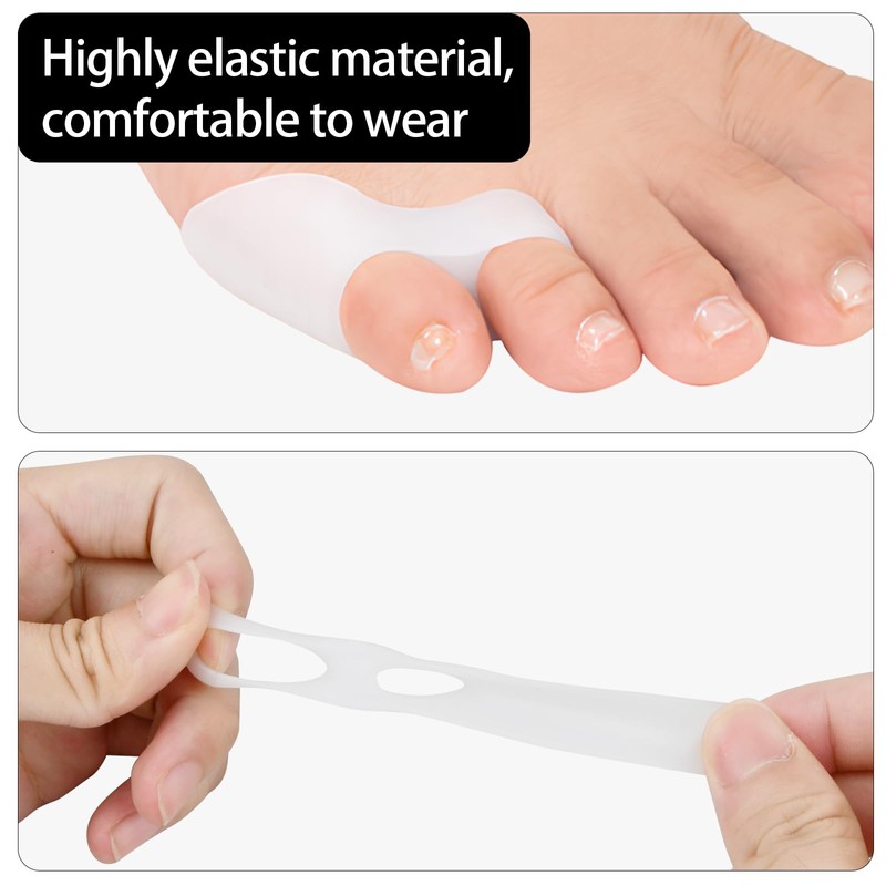 ZYFC 4 Pack Gel Pinky Toe Separators, Double Hole Toe