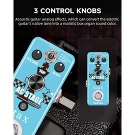 stax Stax Guitar Acoustic Simulator Pedal AC Stage Pedal Analog Acoustic Simulator Pedal With Piezo/Standard/Jumbo Modes Mini Size True Bypass, 3.7 x 1.5 x 2 inches (LEF-320)