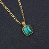 COAI Unisex Surfer Necklace with Square Gemstone Pendant, Stone, Malachite