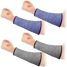 Geyoga 2 Pairs Cut Resistant Sleeves Level 5 Arm Protective Sleeve for Thin Skin and Bruising Gardening for Men Women(Grey, Purple)