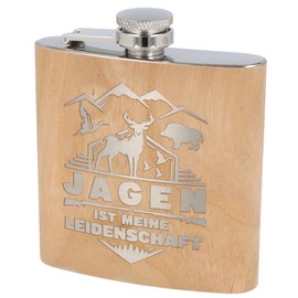 Spruchreif Stainless Steel Hip Flask with Engraving | Wooden Hip Flask | Gift for Hunter | Hunting Gift | Hunter Gifts | Engraving Gift Men and Women Hunting | Mother's Day | Father's Day