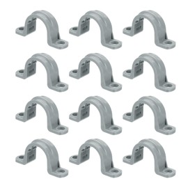 PATIKIL 1/2 Inch Plastic Conduit Clamp, 12 Pcs PVC Pipe Strap 2 Holes Conduit Strap Plastic Pipe Supports for PVC Pipes Conduit Cables, Gray