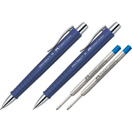 Faber-Castell Poly Ball Ballpoint Pen Blue (Pack of 2 + Refill)