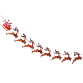 VEYLIN Christmas Reindeer Bunting, Santa Sleigh Banners for Party Decoration